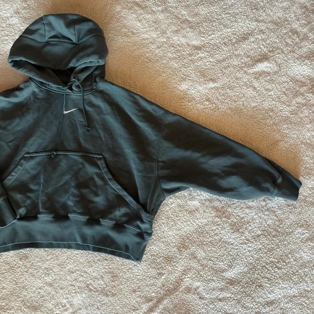 Nike Phoenix Fleece Oversized Hoodie and Wide Leg Sweatpants Set Green Small